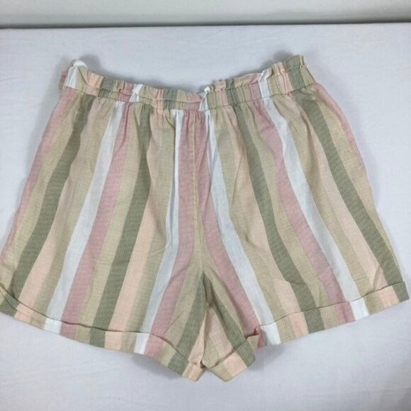 Womens Jolie & Joy 2X Cotton Paperbag Shorts Peach Red Tan Green #1 - Picture 2 of 6
